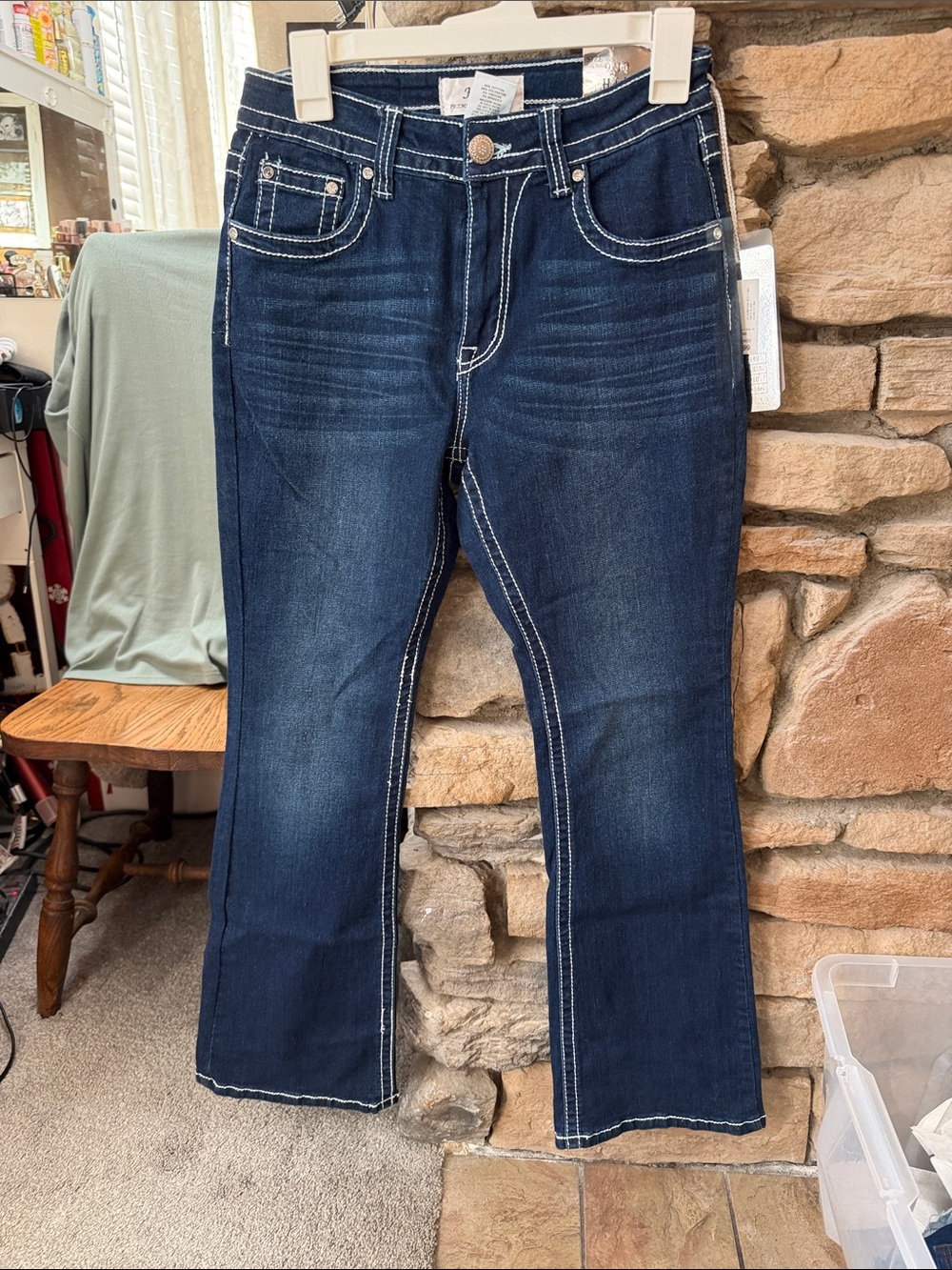 Dark Blue Men’s Jeans with Contrast Stitching